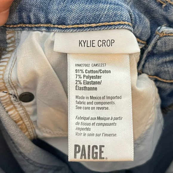 Paige Kylie Crop Cuffed Light Wash Jeans Women’s Size 27 Distressed - Picture 9 of 9